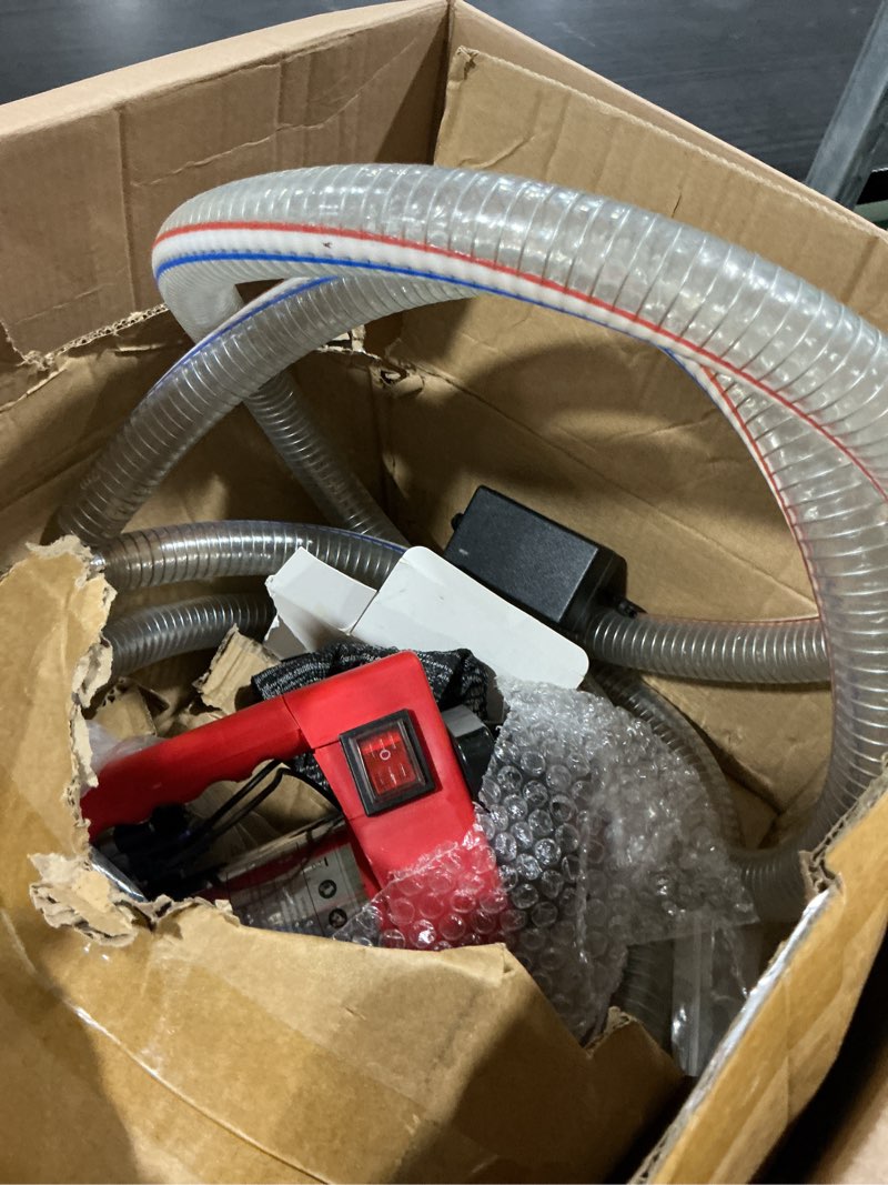 Condition photo showing As Is for fuel transfer pump battery powered, 12gpm electric pump kit with 21v 4.0ah battery & charger, portable cordless pump with auto-off nozzle & 2x 6.6ft hoses for diesel kerosene transfer one-battery