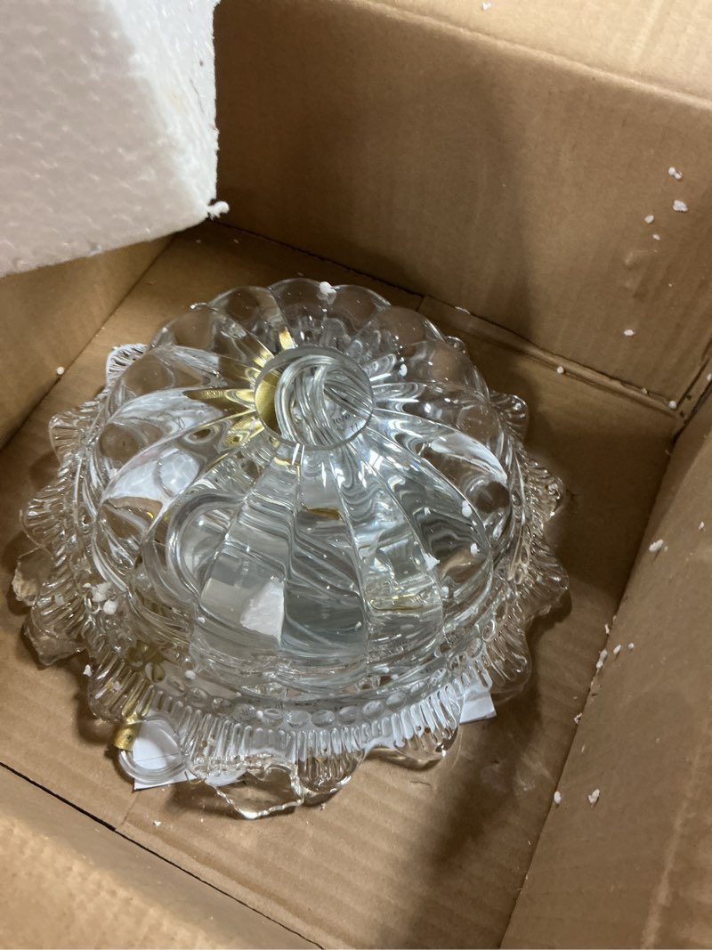 Condition photo showing As Is for Modern Glass Plug in Pendant Light with Crystal Vintage Mini Glass Hanging Light with 14.76ft Plug in Cord 9.8" Crystal Pendant Lighting for Kitchen Island, Bedroom, Dining Room, Hallway