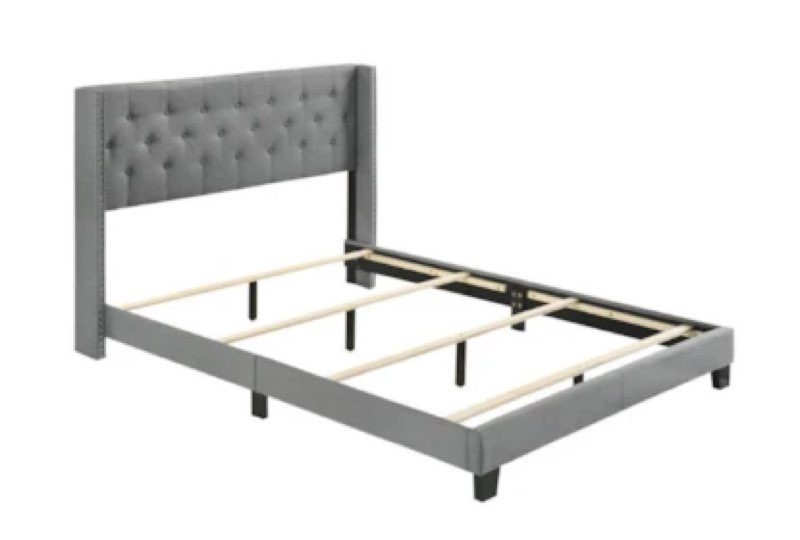 Queen tufted upholstered panel bed gray 80153-541 