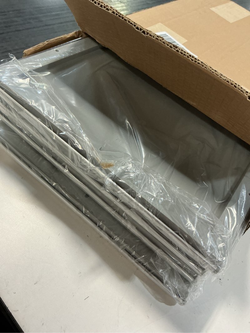 Condition photo showing Good Condition for m&t displays opti snap poster frame 11x17 inch silver 1" aluminum profile front loading wall mounting photo picture document certificate sign holder mitered corner anti glare cover (5 pack)