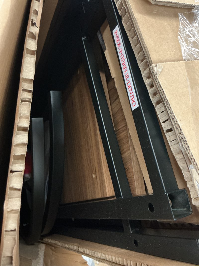 Condition photo showing As Is for mainstays 5-shelf metal and wood arch open bookcase