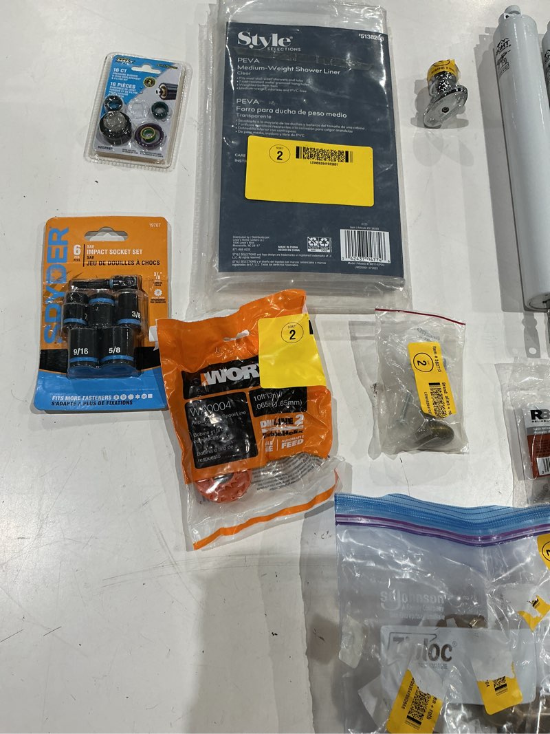 Condition photo showing As Is for assorted home improvement lot (small tools, screw, home accessories, etc.)