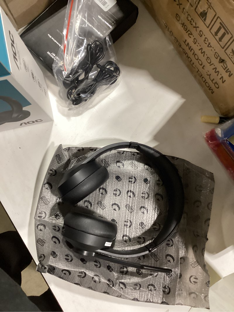 Condition photo showing Good Condition for aoc wireless headset with mic for work, bluetooth 5.4 headphones with noise canceling microphone, usb c, 30h, clear calls & mic mute for pc, laptop, cell phones, zoom - black