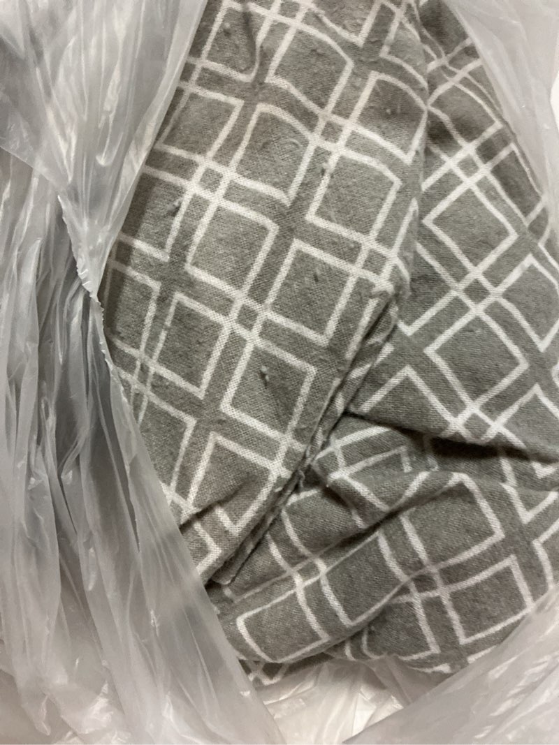 Condition photo showing As Is for comfort spaces cotton flannel sheets queen size, ultra soft flannel sheet set with 14" elastic pocket , breathable print warm flannel bedding, grey geo 4 piece queen geo grey