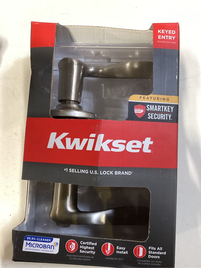 Condition photo showing Good Condition for kwikset smartkey tustin satin nickel entry door knob kw1 1-3/4 in.