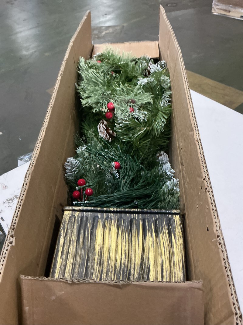 Condition photo showing Good Condition for Jin&Bao 4FT Potted Christmas Tree with 100 Lights, Artificial Xmax Tree Timer Function with Round Pine Cones & Red Berries, 3AA Battery Operated Christmas Decorations for Outdoor, Porch Frosted Tree 4FT-1Pack