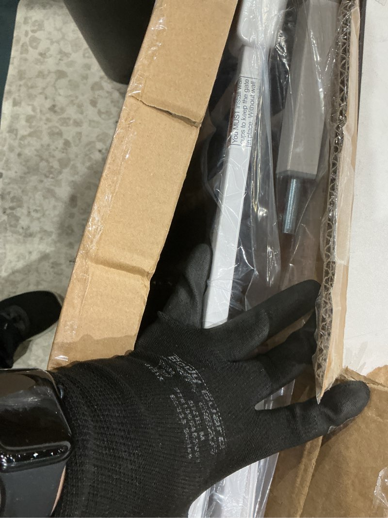 Condition photo showing Good Condition for keny 29"-42.5" baby gate for stairs, auto close safety dog gate, pressure mounted easy walk through pet gate for doorways, durable stair gate, 30" tall, white