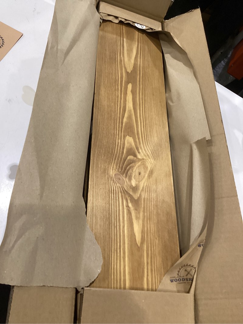 Condition photo showing Good Condition for bgmg wood floating shelves for wall 30 inch set of 2, rustic wooden wall mount shelves for living room bedroom kitchen farmhouse 2-30x6.7x1.25 inch- gold oak gold oak 30 inch