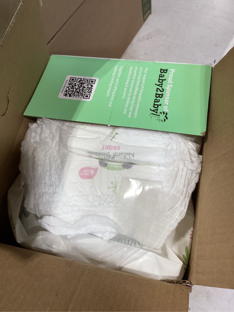 Condition photo showing New/Like New for parasol chlorine free disposable diaper pants, size 4 (2t-3t) 96 count, pull up-style with rashshield protection and active 360 comfort wrap, hypoallergenic training diaper size 4 (96 count) born to run