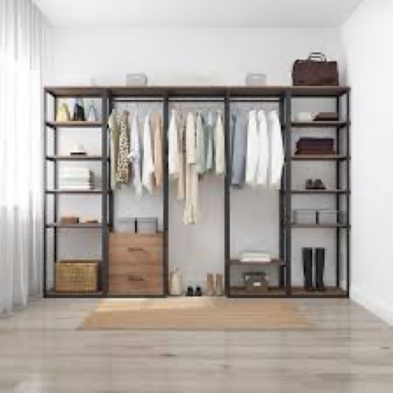 (Incomplete). Style Selections Camryn Brown Open shelves Wood Closet Tower ( 23.75-in W x 18-in 