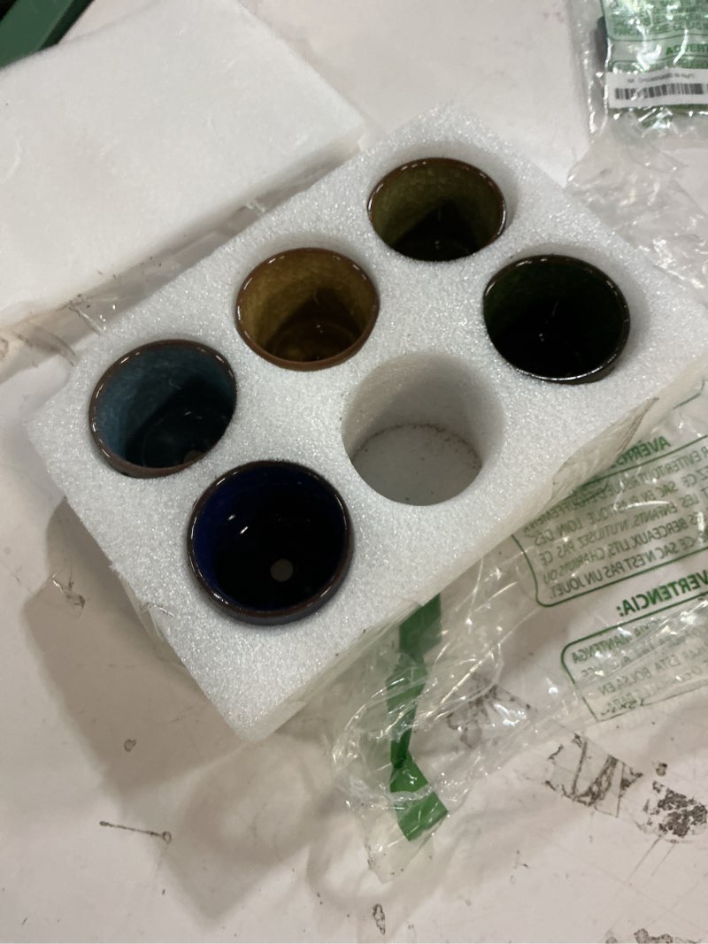 Condition photo showing As Is for ( only 5)t4u 2.5 inch small ceramic succulent planter pot with drainage hole set of 6, ice crack glaze plant container for cactus, succulent plant gifts for women mom aunt home office decor 6 2.4\"*2.4\"