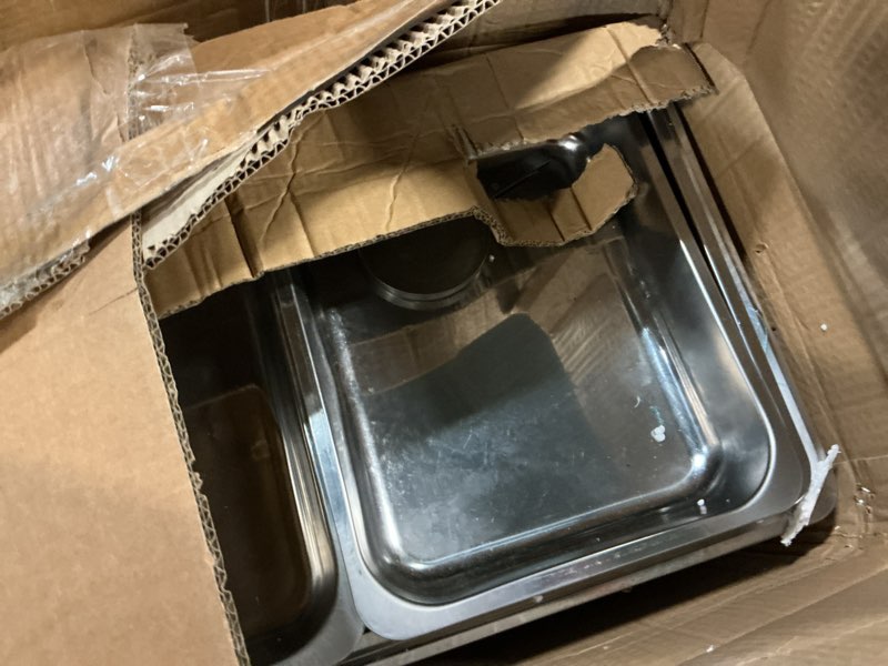 Condition photo showing As Is for 9qt chafing dishes for buffet, gold 304 stainless steel chafing dish sets, food warmers for parties, buffet servers and warmers, warming trays for buffets party, multiple size food pans, 4 pack gold-003