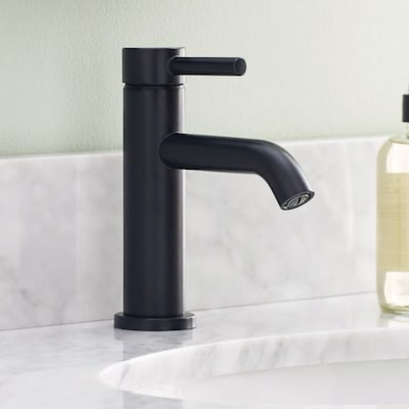 allen + roth harlow simplefit matte black single hole 1-handle watersense mid-arc residential