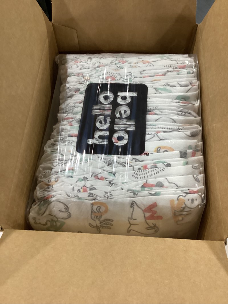 Condition photo showing New/Like New for Hello Bello Premium Diapers Size 3, Capital Critters & Get in The Groove Designs, 66ct Club Box Size 3 Capital Critters & Get in the Groove