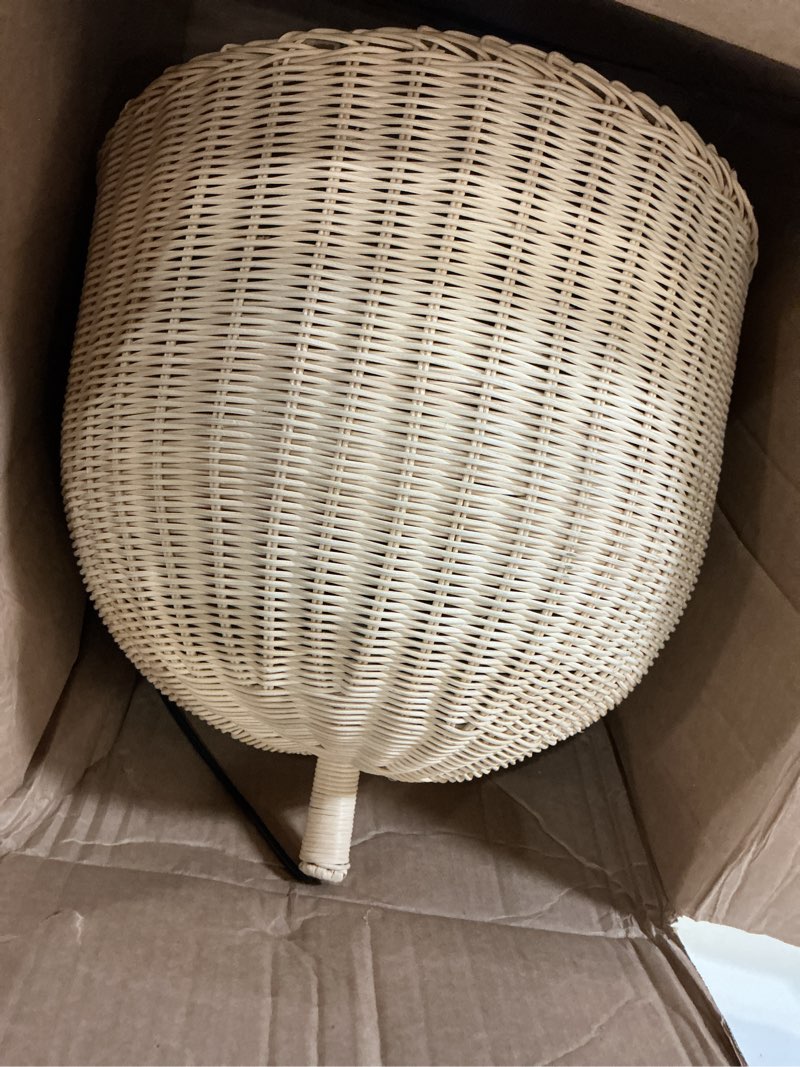 Condition photo showing Good Condition for 3-light rattan pendant light,17.7" boho pendant light wicker hanging light,hand-woven rattan chandelier for dining living bedroom kitchen farmhouse natural rattan 17.7" 3-light