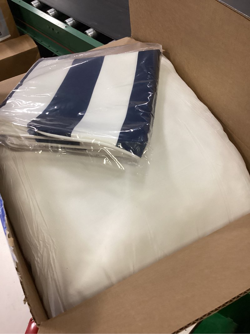 Condition photo showing As Is for outdoor pillow covers 18x18 set of 2 navy blue striped decoration throw pillow covers for spring summer outdoor waterproof garden patio furniture sofa bed home decor jb007-d18 18" x 18" (pack of 2) navy blue