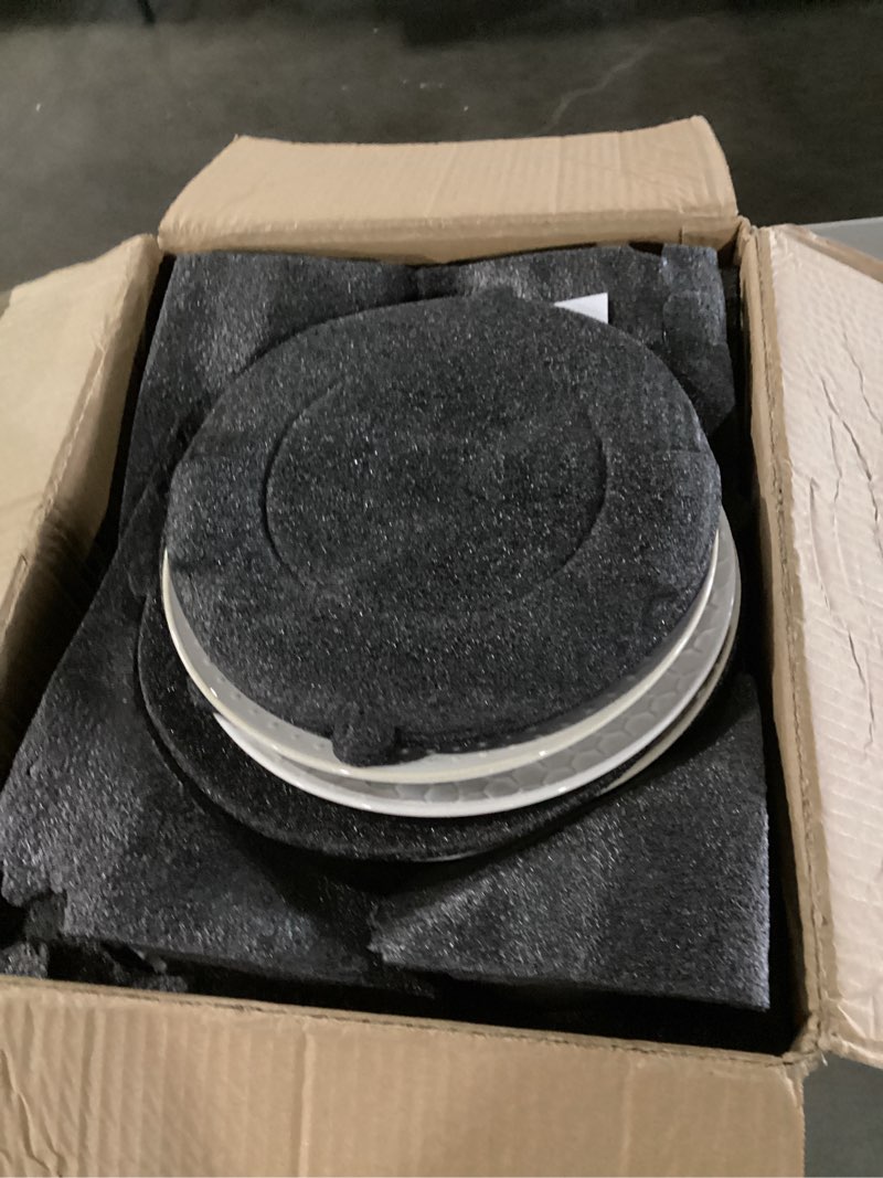 Condition photo showing As Is for LE TAUCI Dinnerware Sets 12 PCS, Ceramic Plates and Bowls Set, Suit For Housewarming (10" Dinner Plate + 8" Salad Dish + 26 oz Cereal Bowl) x 4, Oven safe - Arctic White Dinnerware 12 PCS