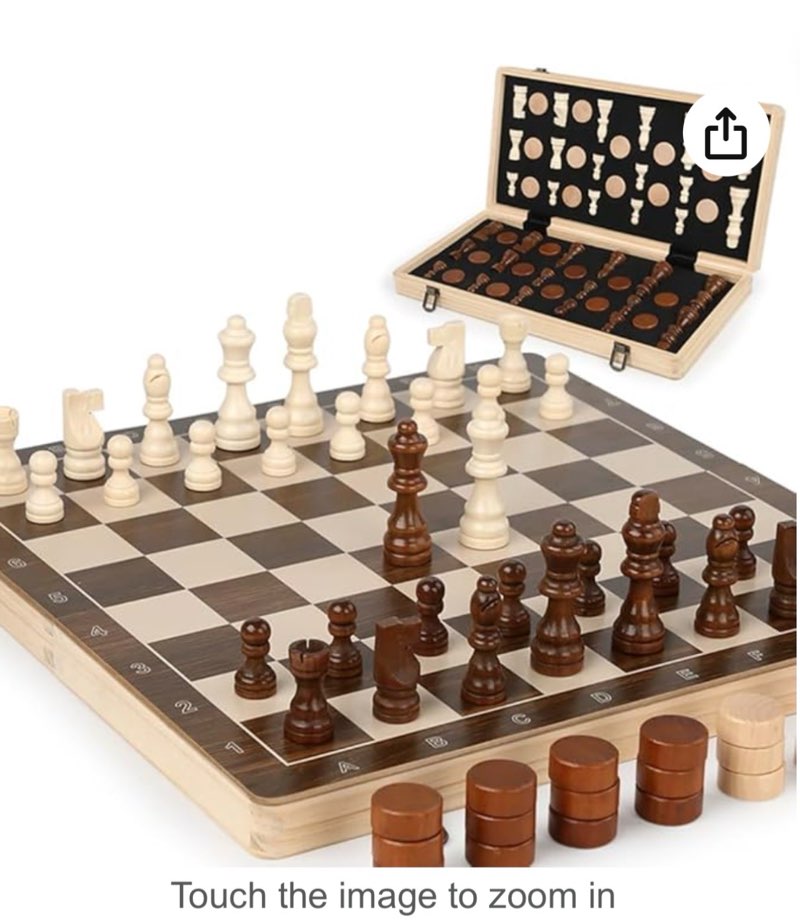 Chess Game, Chess Game, Chess Game, 2 in 1 Chess Set, Foldable Magnetic Chess Board with Large Pieces Toys and Gifts for Children, Wooden Chess Pieces and Chess Board 