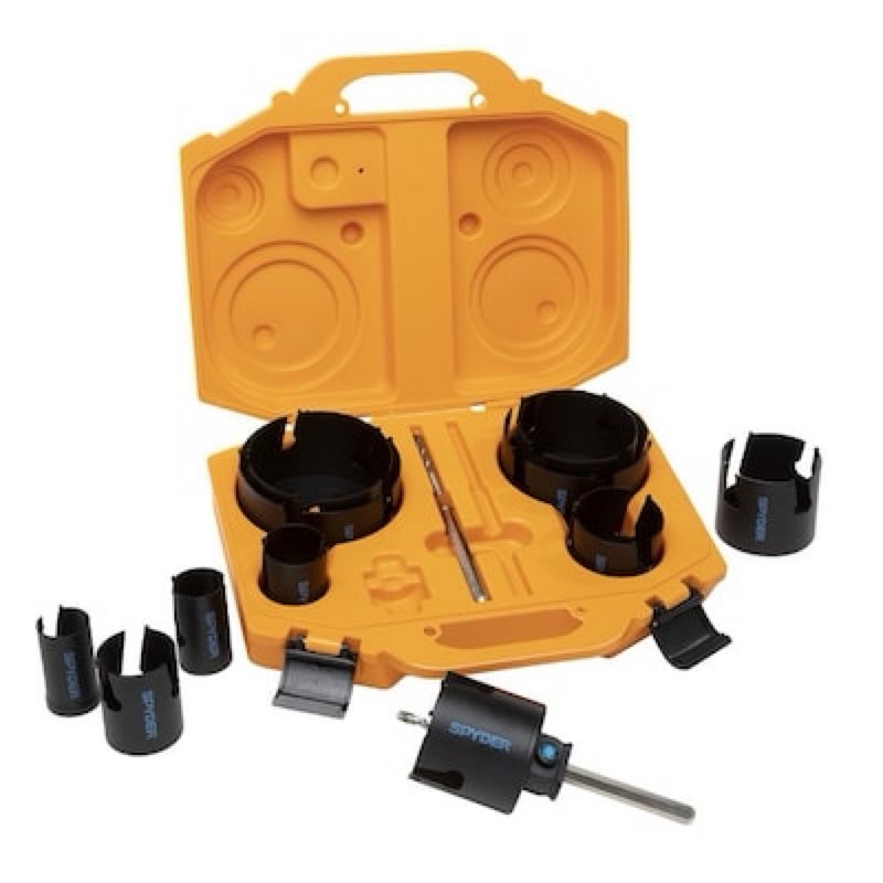 spyder carbide-tipped arbored adjustable hole saw kit set 14 -piece with hard case