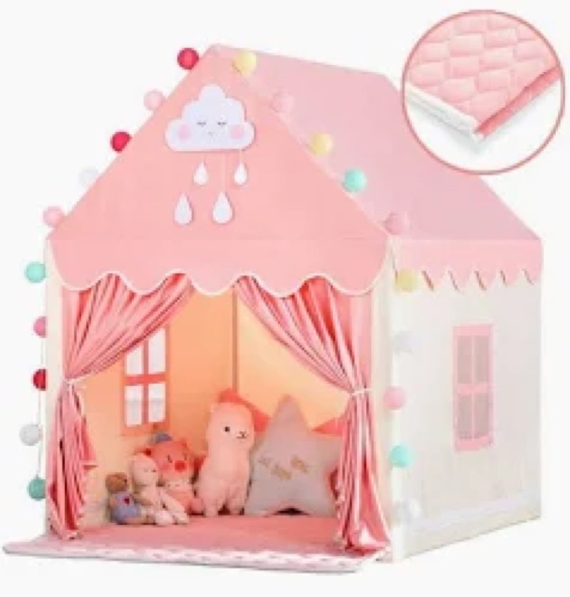 Wilwolfer Kid Tent with Mat, Star Lights - Kids Play Tents for Toddlers Kids Tents Indoor Playhouse 