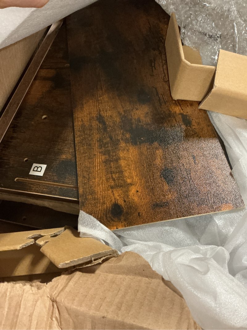 Condition photo showing As Is for maxsmeo nightstand, mid century modern side table bedroom with storage, small end bedside table with solid wood legs for living room, office small spaces (rustic brown)