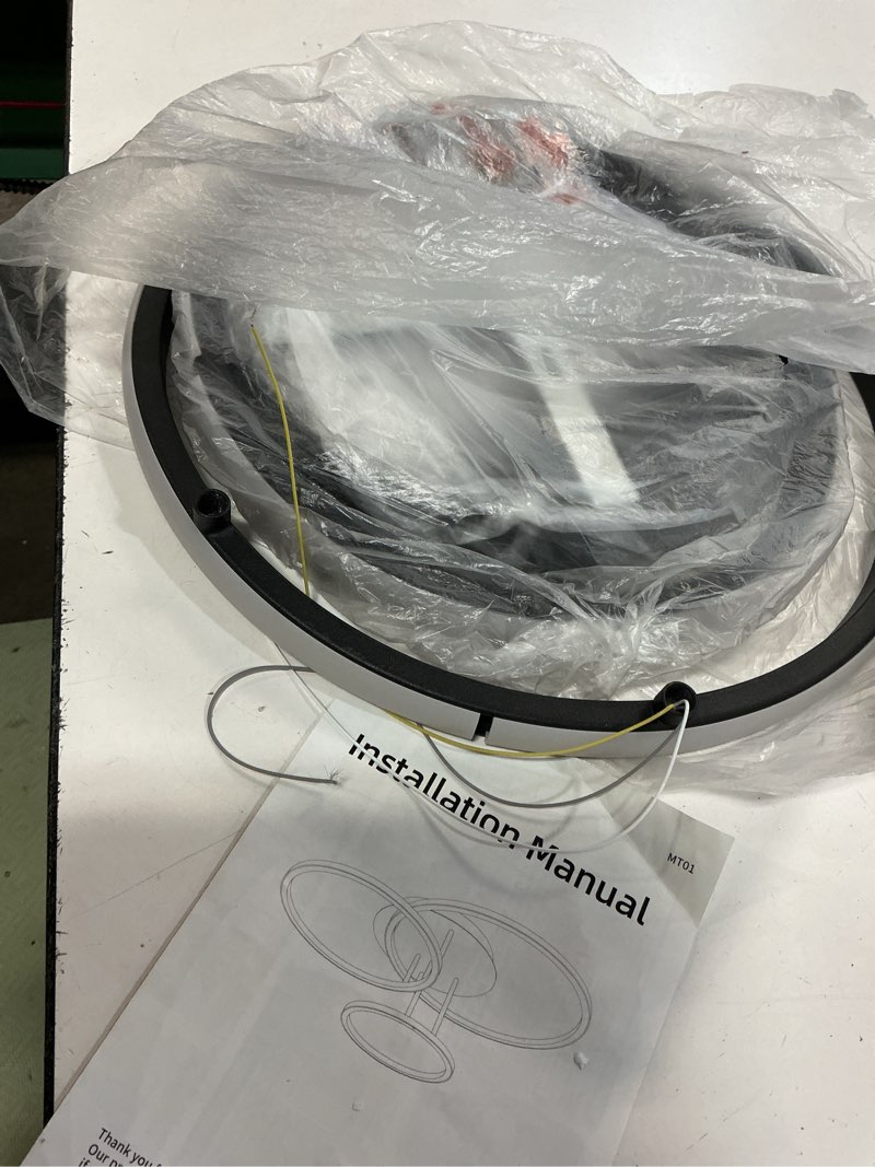 Condition photo showing Good Condition for 31 in. 3-light black dimmable led semi-flush mount for living room bedroom