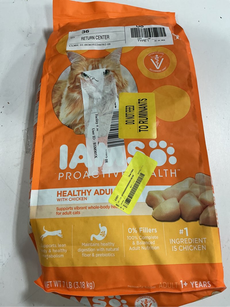 Condition photo showing New/Like New for (best by 05/12/2027) iams proactive health chicken flavor dry cat food