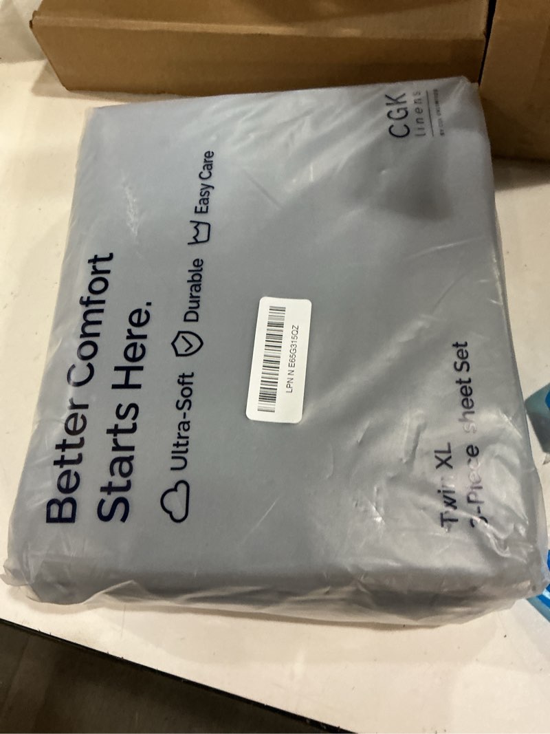Condition photo showing New/Like New for twin xl 3 piece sheet set - college dorm room essentials - steel blue | deep pocket bed sheets for women, men, teens & students, soft, cooling, breathable & wrinkle free, oeko-tex bed sheet set 05 - steel blue twin xl