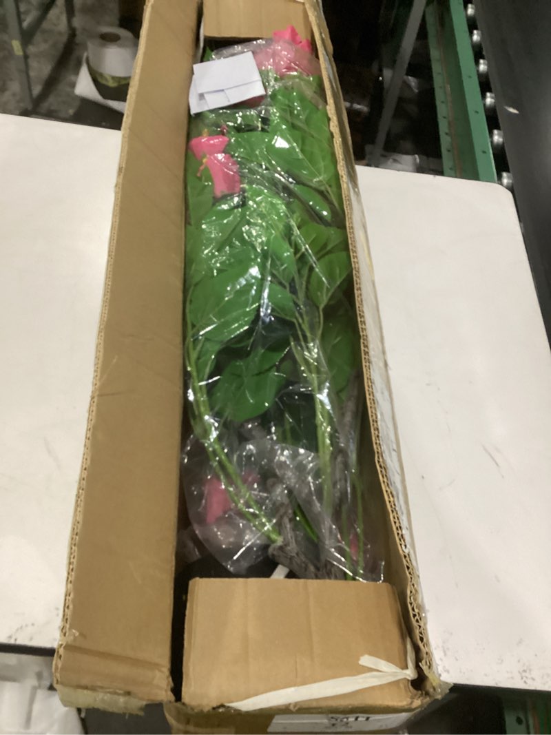 Condition photo showing Good Condition for giegxin 2 pack 4 ft artificial hibiscus tree fake with 14 flowers hibiscus tree with base silk faux flowers realistic plant for front porch patio office indoor outdoor wedding decor(rose red)
