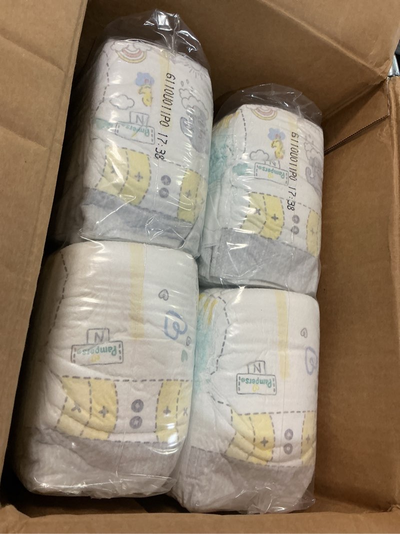 Condition photo showing New/Like New for pampers swaddlers newborn diapers, size newborn (10 lbs), 140 count, fragrance free, hypoallergenic, absorbent, pediatrician recommended, skin safe newborn 140