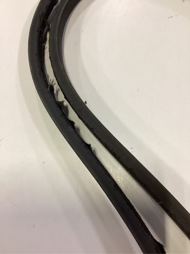 Condition photo showing As Is for sunbelt 5/8-in x 138.7-in deck belt, for 48-in riding mower/tractors, replaces oem part number 532197242, 581695901