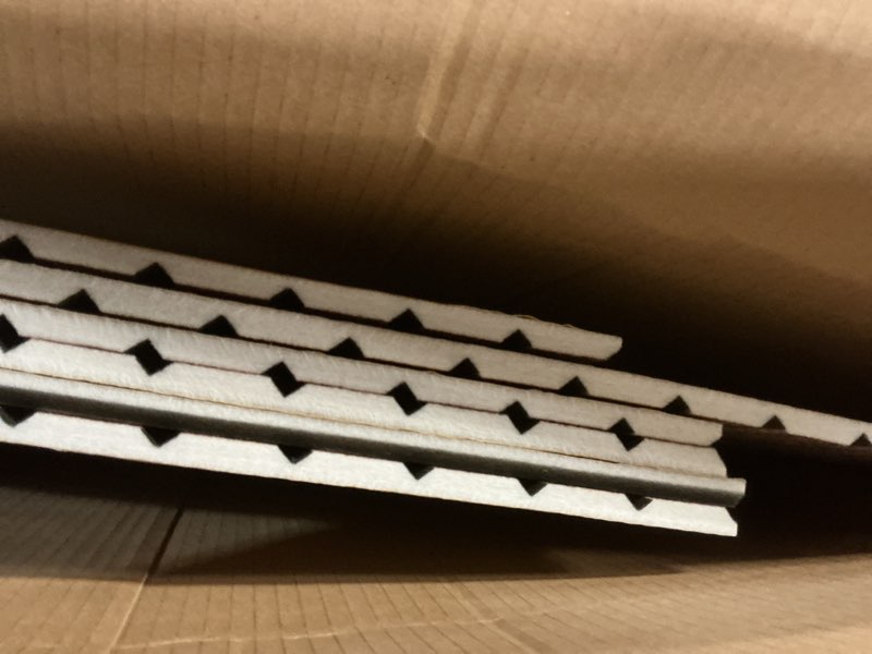 Condition photo showing As Is for ritollo 4 pack wood panels for wall, 47.2"×23.6"×0.7" wood slat acoustic panels for wall, soundproof panels, 3d fluted panels for interior wall decor (natural walnut