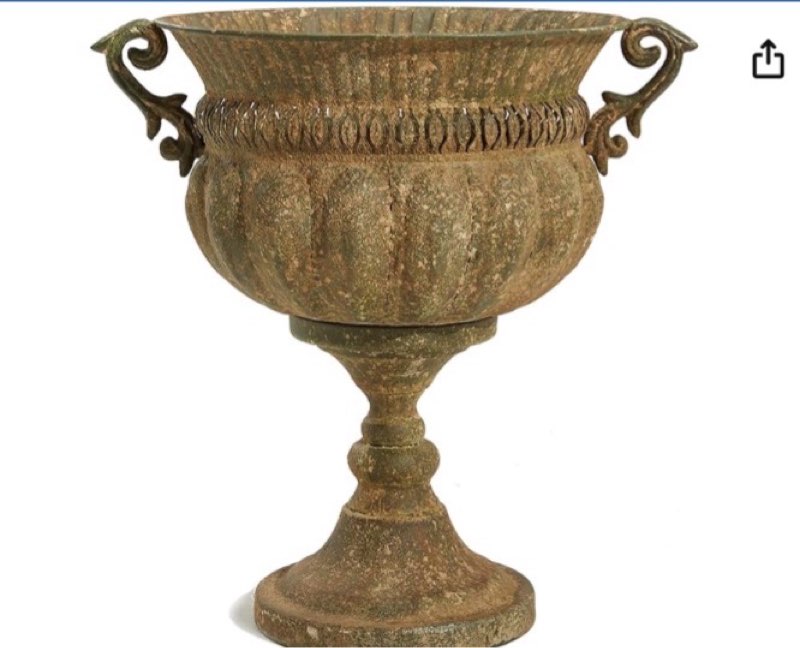 Worth Garden 18.5" H. Metal Urn Planters - Bronze Classic Antique Iron Plant Pots - Decorative Rustic Flower Pots for Outdoor Use - Traditional Urn Planter for Garden, Patio, Front Porch