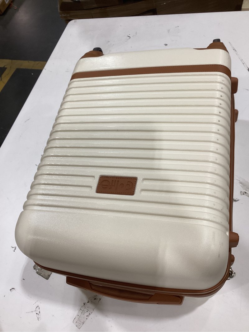 Condition photo showing New/Like New for coolife suitcase set 3 piece luggage set carry on travel luggage tsa lock spinner wheels hardshell lightweight luggage set(white, 3 piece set (bp/tb/20)) white 3 piece set (bp/tb/20)