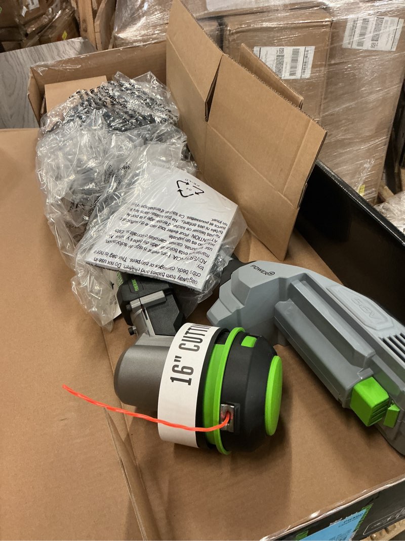 Condition photo showing As Is for ego power+ powerload with carbon fiber shaft 56-volt 16-in telescopic shaft battery string trimmer