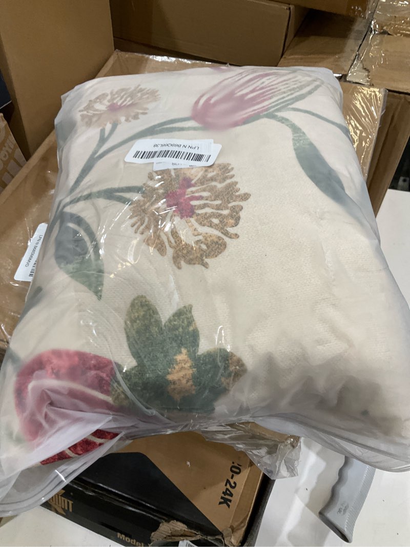 Condition photo showing Good Condition for Red Floral Curtains Linen Textured for Bedroom Printed Green Vine Farmhouse 96 inches Long 2 Panels Light Filtering Window Drapes Grommet for Living Room Red 52"W x 96"L (Pack of 2)