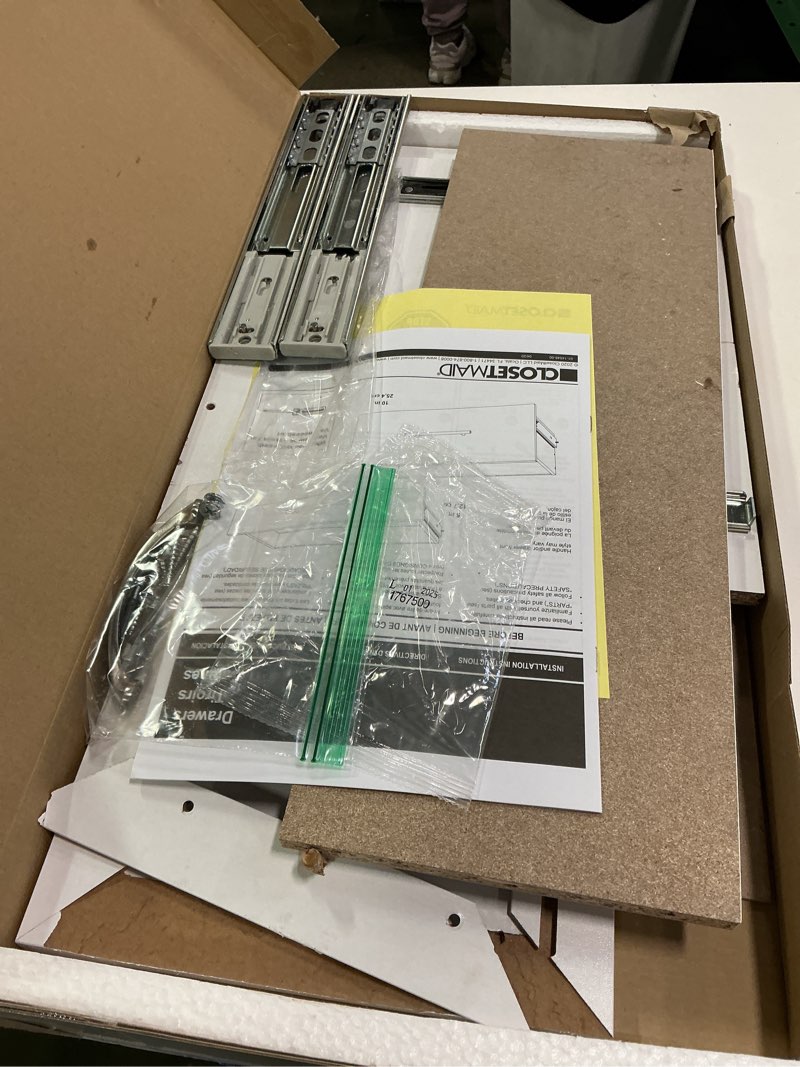 Condition photo showing As Is for Closetmaid brightwood 10 in. Deep shaker drawer