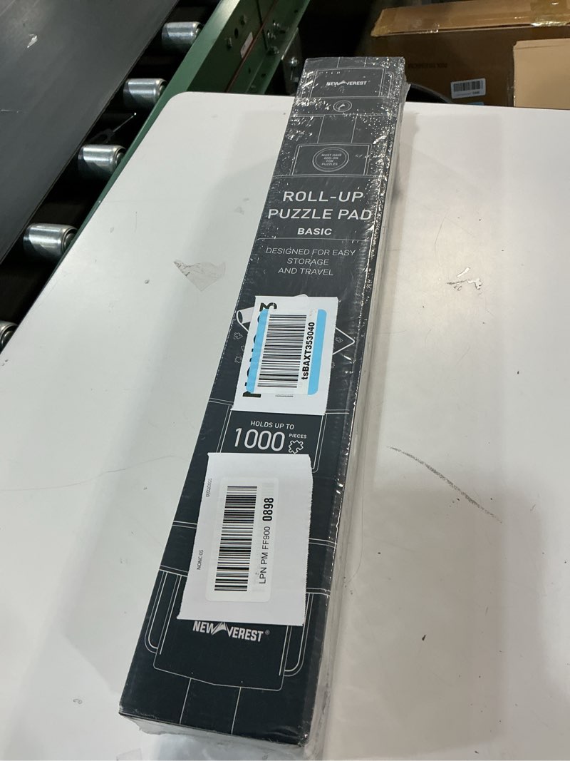 Condition photo showing New/Like New for Newverest Jigsaw Puzzle Mat Roll Up, Saver Pad 39.4” x 23.6” Portable Keeper Up to 1000 Pieces with Non-Slip Rubber Bottom and Polyester Top + 3 Puzzle Sorting Trays, Travel-Friendly Storage Bag 1000pcs