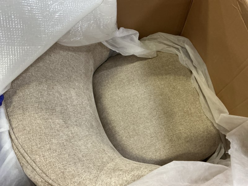 Condition photo showing Good Condition for kislot upholstered dining chairs with wheels, no assembly stain resistant fabric modern barrel armchair with casters, dining room chairs for kitchen living room bedroom, khaki, set of 2 no assembly khaki set of 2 (2 box)