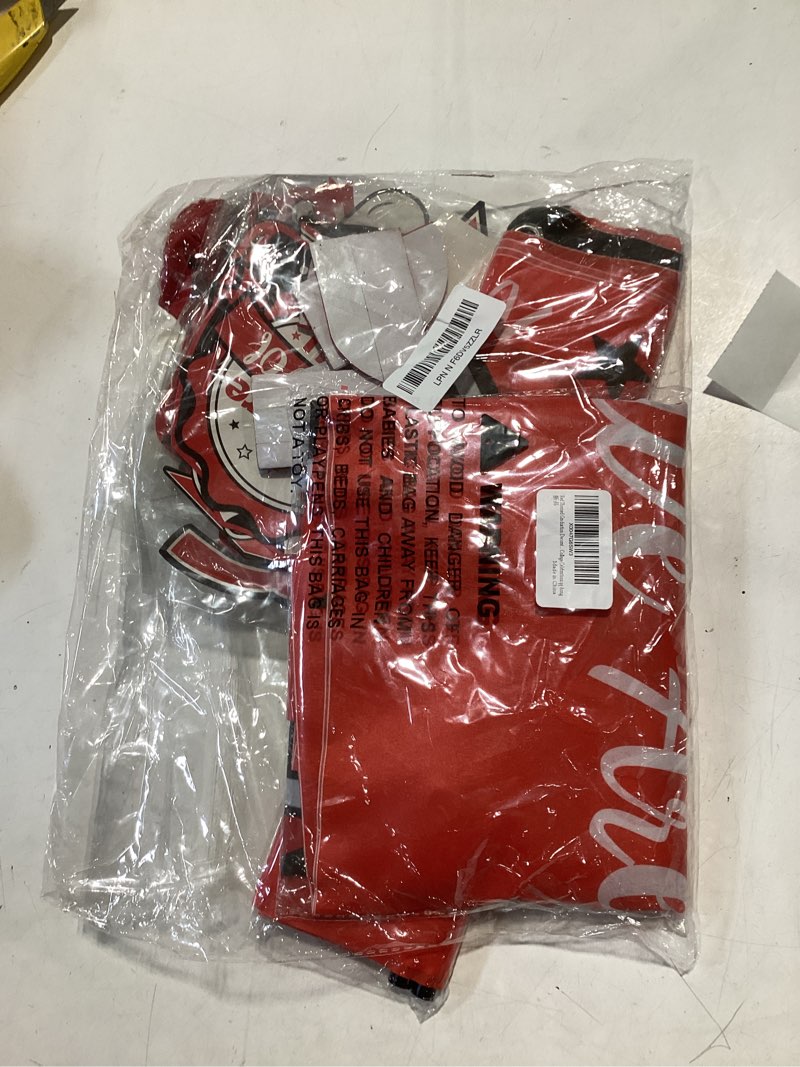 Condition photo showing As Is for 2026 graduation decorations, red and black graduation decorations set with congrats grad banner & backdrop, porch sign, hanging swirls, balloons, honeycomb centerpieces for all congrats grad party decorations a1 red