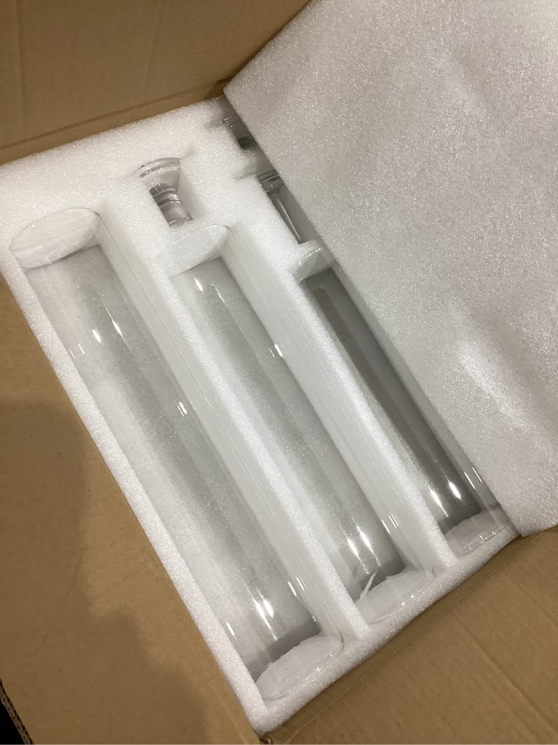 Condition photo showing As Is for Glasseam Hurricane Taper Candle Holders: Set of 3 Glass Candlestick Holders with Clear Tall Cylinder Candle Sleeves for Centerpiece Table Outdoor Wedding Home Decor 9.84''/11.84''/13.78''