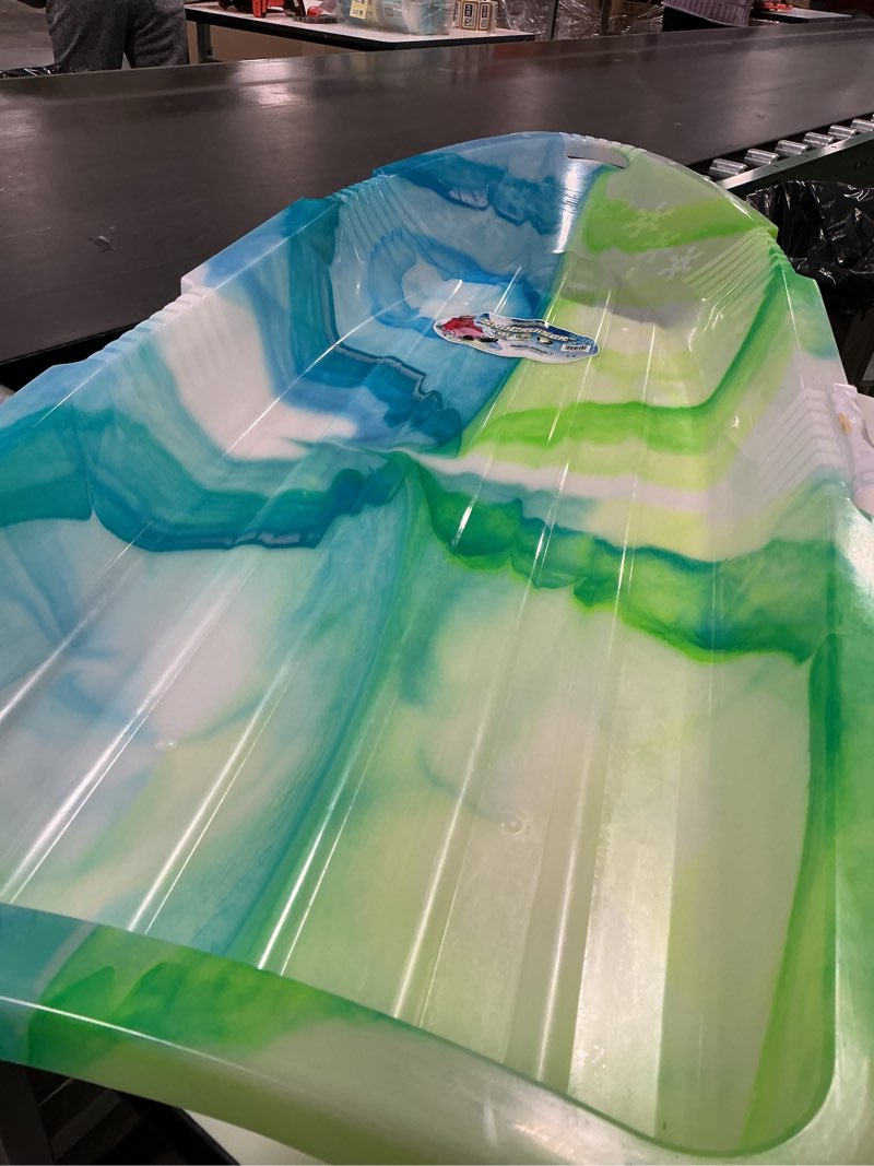 Condition photo showing Good Condition for ESP 48" Day Glow Sno Cruiser Toboggan – Two-Rider Sled – Tough Polyresin, Diamond-Polished Bottom – Neon Tie Dye
