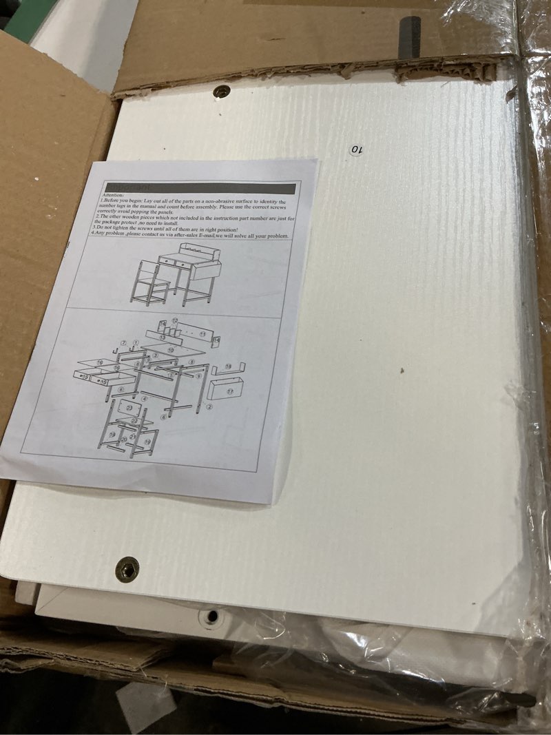 Condition photo showing Good Condition for BOLUO White Kids Desk and Chair Set for 5-8 Year Old, Small Child Desk with Fabric Drawer, Children Study Table with Storage Girls Boys