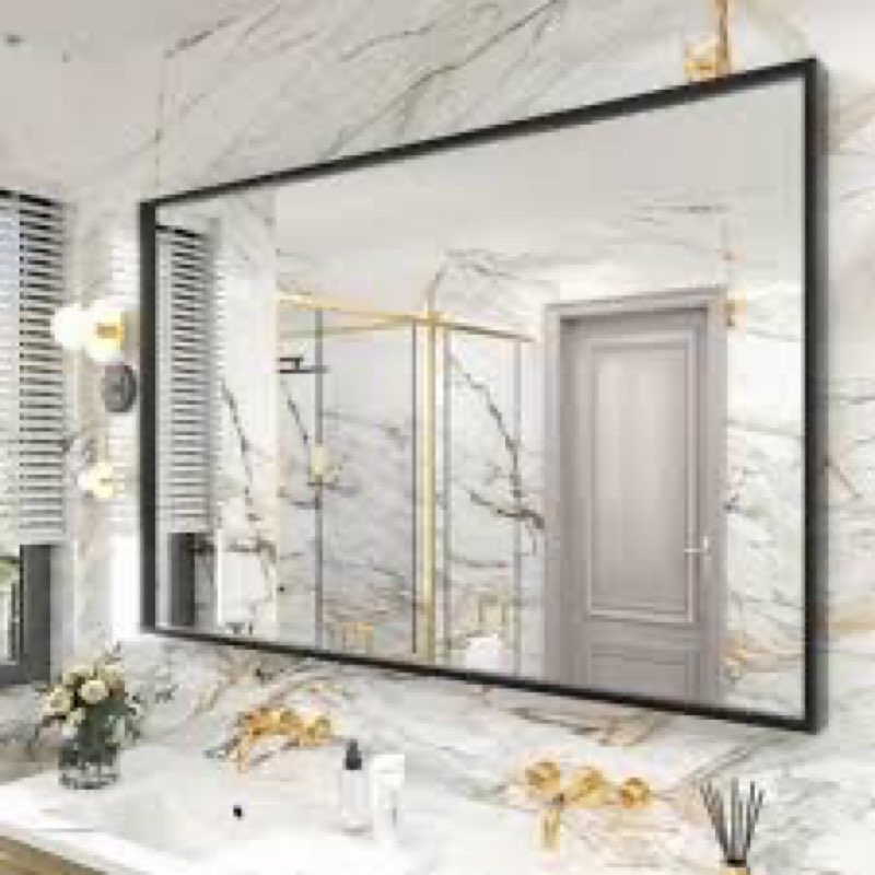 Aevar High-Strength Tempered Glass and Aluminum Alloy Framed French Cleat Mounted Wall Mirror