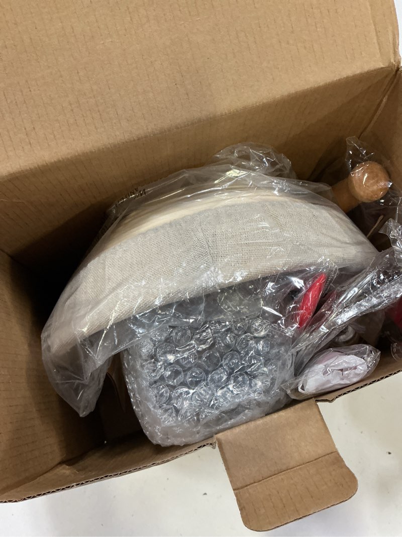 Condition photo showing New/Like New for complete sourdough starter kit, sourdough bread baking supplies, banneton bread proofing basket with sourdough starter jar, 9inch round bread proofing basket, for bread baking