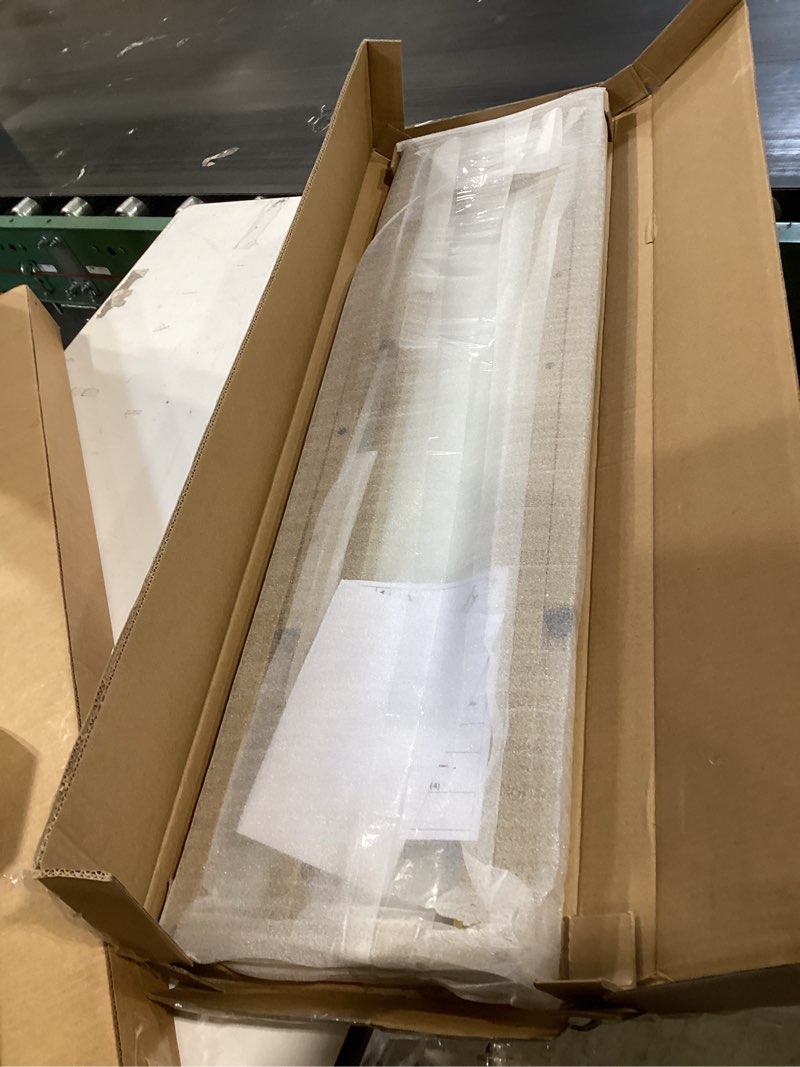 Condition photo showing New/Like New for MAJARO Small Modern Console Table for Entryway, Tempered Glass with Metal Frame Sofa Table for Living Room, Hallway, Office (Single-Layer, Gold) Gold Single-layer