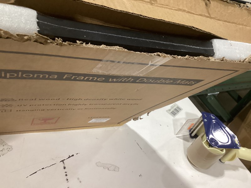 Condition photo showing New/Like New for 11x14 Diploma Frame with Black over Gold Mat, 14x17 Certificate Frame, Real Wood with Gold Trim, Black Frame with Arcylic Black over Gold 14x17