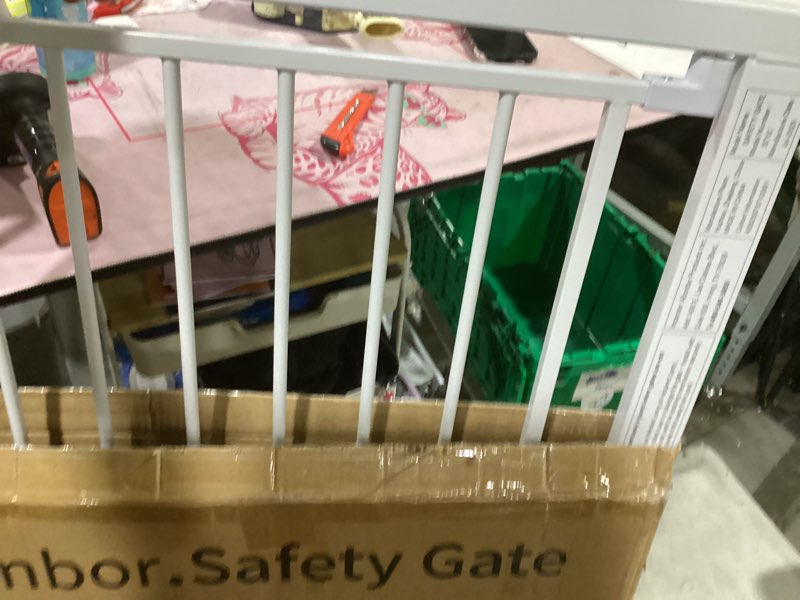 Condition photo showing Good Condition for (white)cumbor 29.7-46\" wide baby gate, auto-close dog gate indoorwhite | dual lock pet gates stairs & doorways, no drilling pressure mounted safety gate for kids, easy walk through safety gate gray 29.7\"-49\"