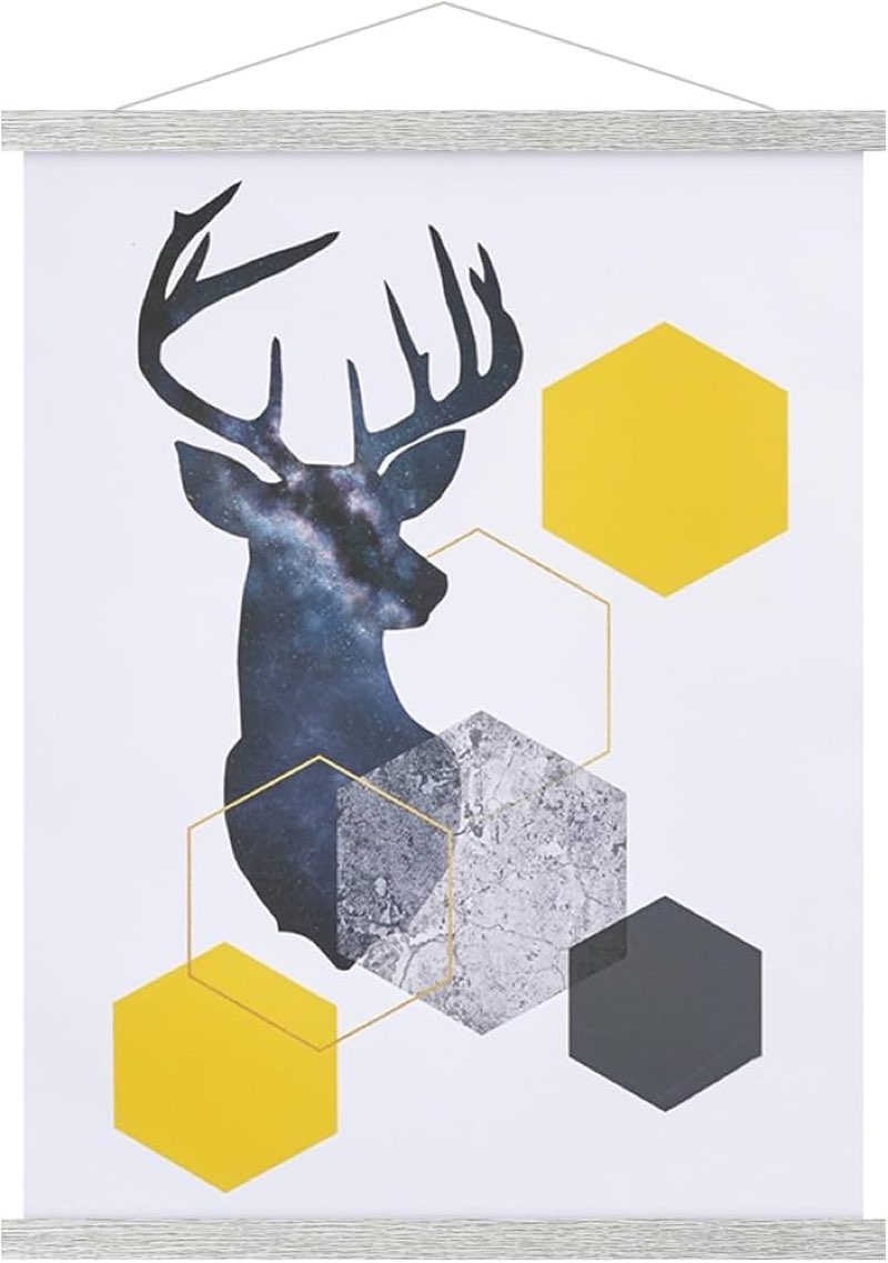 Benjia Magnetic Poster Hanger, 24x36 24x18 24x32 Poster Frame Wood Wooden Magnet Print Posters Dowel Scroll Hanger Hangers Hanging Kit for Walls Map Canvas Artwork (Grey, 24") 24L" x 0.7W" Gray