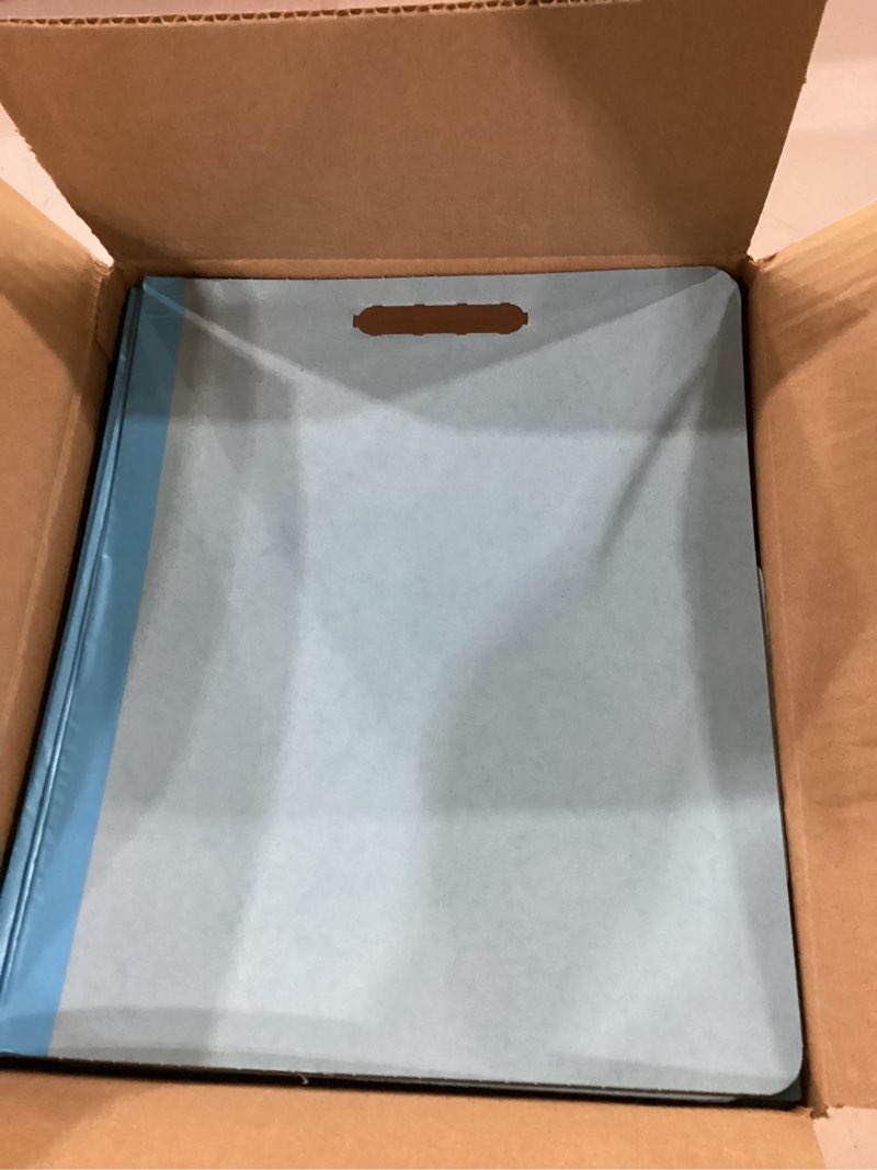 Condition photo showing Good Condition for amazon basics classification folder with prongs, 100% recycled, 2 dividers, 2" embedded fasteners, letter size, for documents organization, light blue, 10 count 2 divider light blue 12.17 x 10.39 inch (letter)